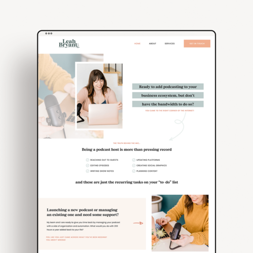 I Recently Partnered With Leah From Leah Bryant Co. On Her Company'S Rebrand And Website Redesign And Absolutely Love How Her Passions Shine Through The Final Designs! Leah Bryant Co. Is A Podcast Producer Who Works With Coaches To Strategize, Launch, And Edit Podcasts.