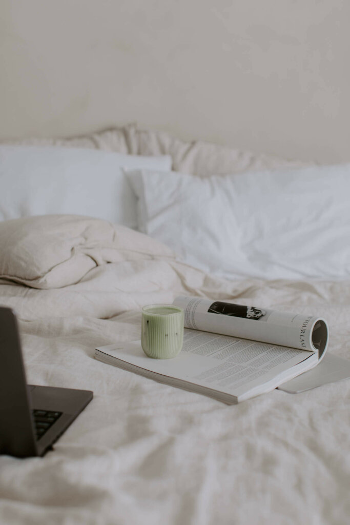 Laptop On Bed In Home Office