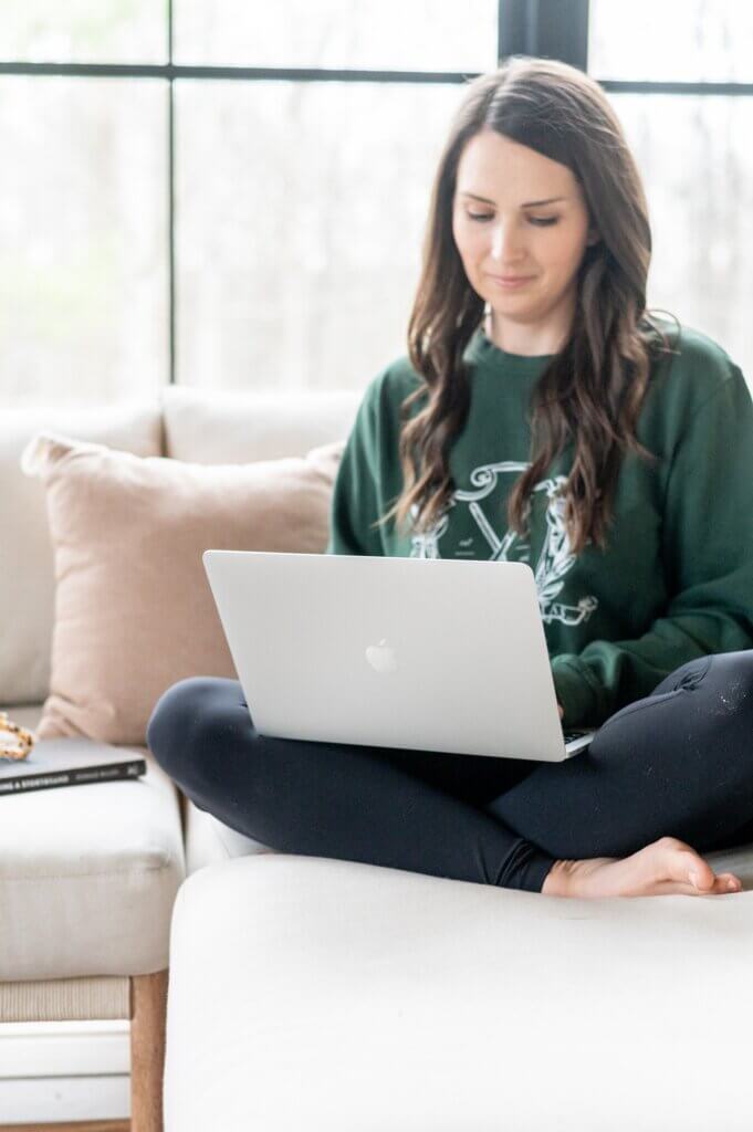 How To Add A Flodesk Form To Wordpress Seo Strategist Sitting On Couch Typing On Computer