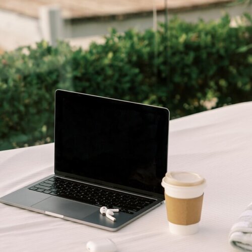 laptop at vacation rental while working remote
