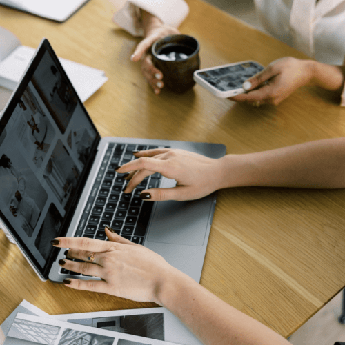 business owners working on Pinterest and SEO strategy