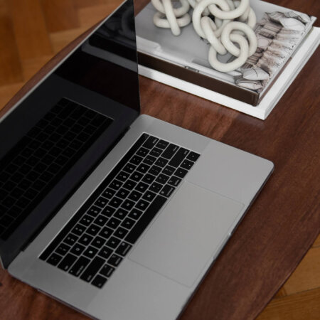 laptop on desk in modern interior