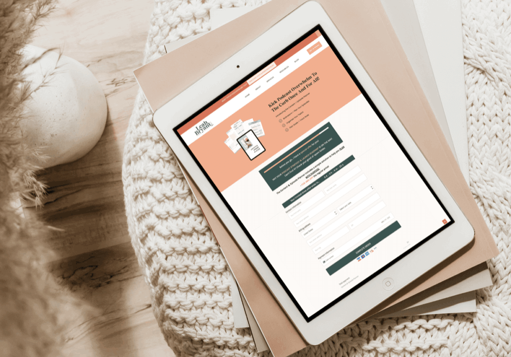 image of leah bryant co website with thrivecart on WordPress